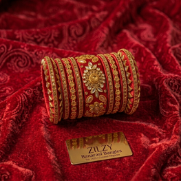 Zilzy "Curated Elegance" Banarasi Bangle Set – Black & Antique Gold