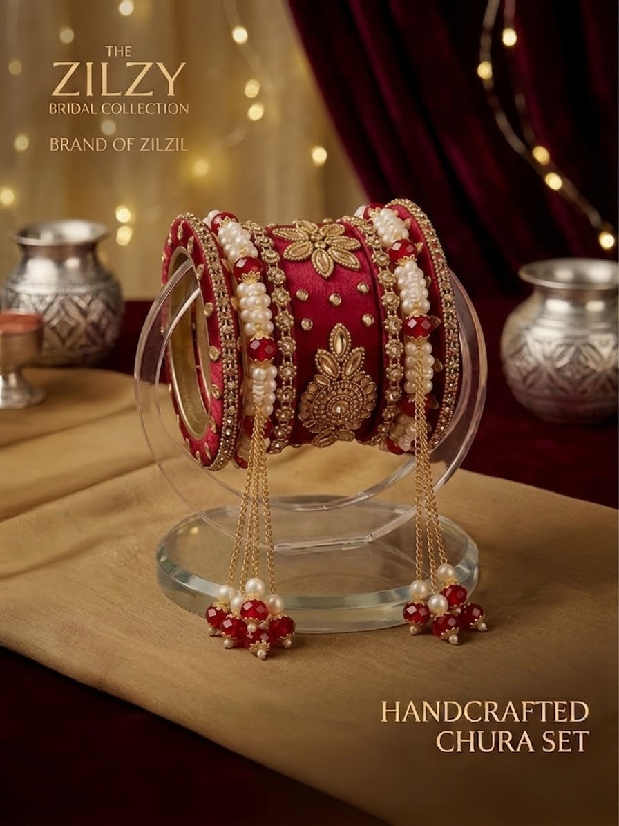 The Zilzy Bridal Collection – Premium Handcrafted Pearl & Gold Chura Set