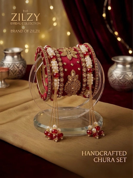 The Zilzy Bridal Collection – Premium Handcrafted Pearl & Gold Chura Set