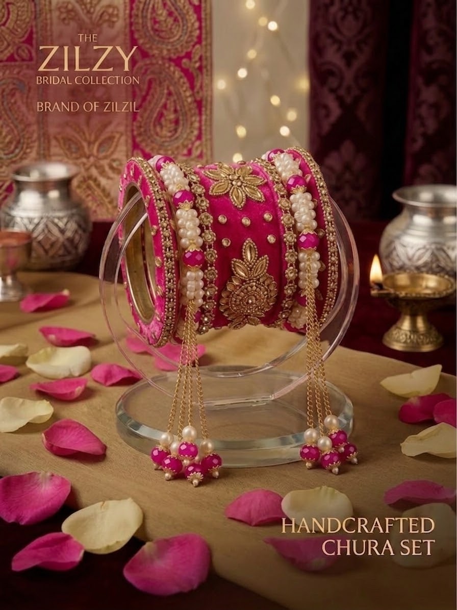 The Zilzy Bridal Collection – Premium Handcrafted Pearl & Gold Chura Set