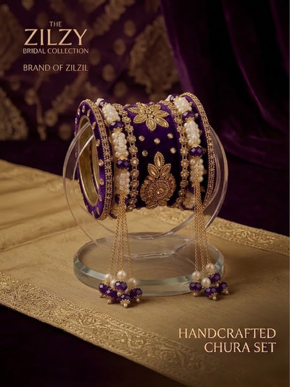 The Zilzy Bridal Collection – Premium Handcrafted Pearl & Gold Chura Set