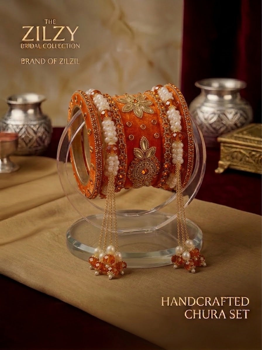 The Zilzy Bridal Collection – Premium Handcrafted Pearl & Gold Chura Set