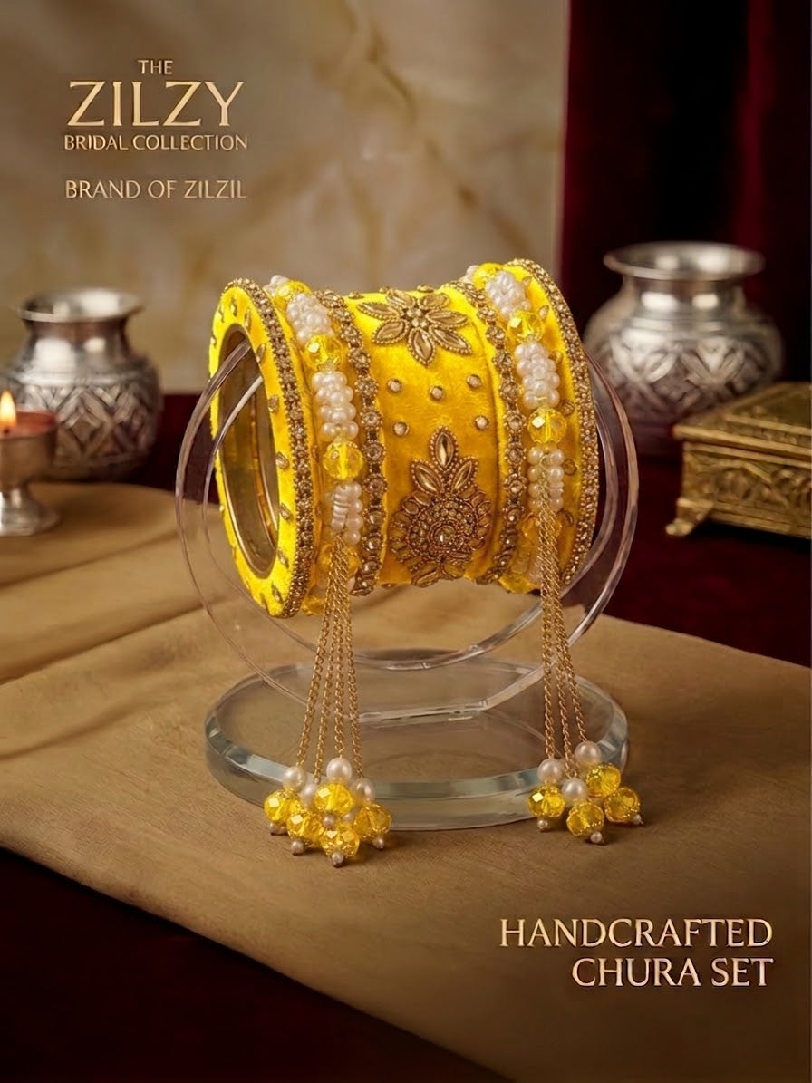 The Zilzy Bridal Collection – Premium Handcrafted Pearl & Gold Chura Set