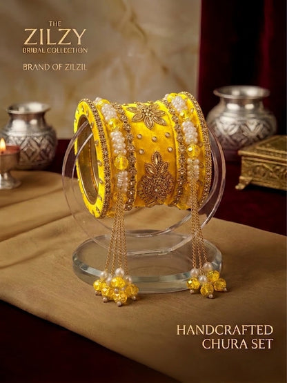 The Zilzy Bridal Collection – Premium Handcrafted Pearl & Gold Chura Set