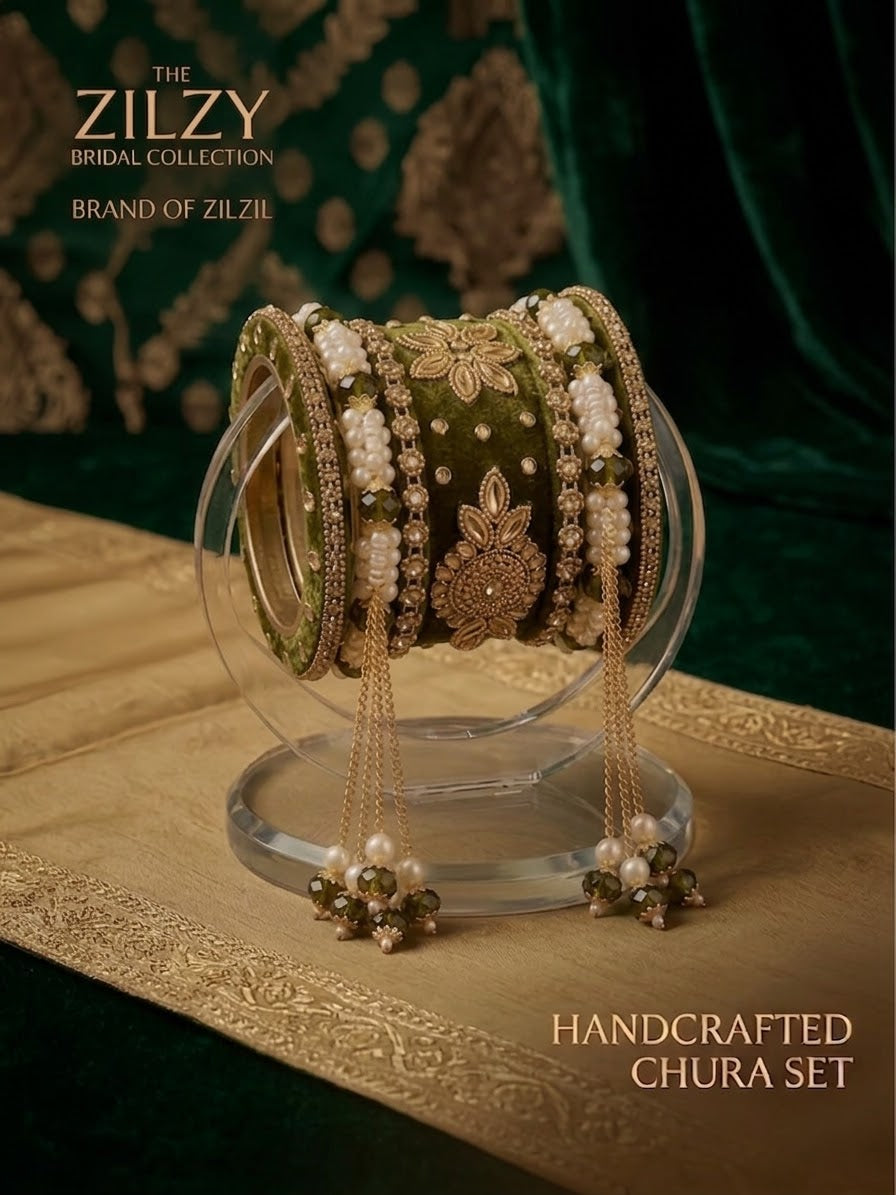 The Zilzy Bridal Collection – Premium Handcrafted Pearl & Gold Chura Set