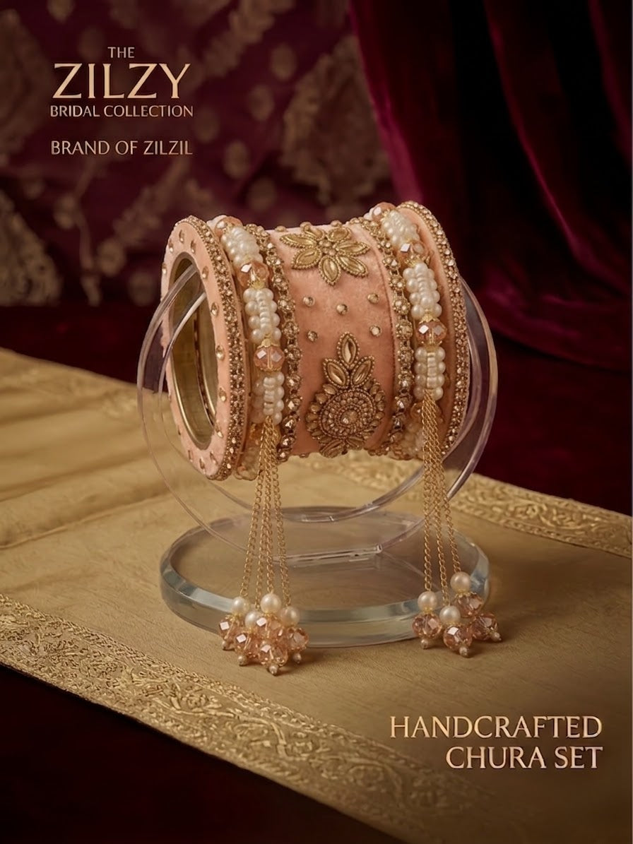 The Zilzy Bridal Collection – Premium Handcrafted Pearl & Gold Chura Set