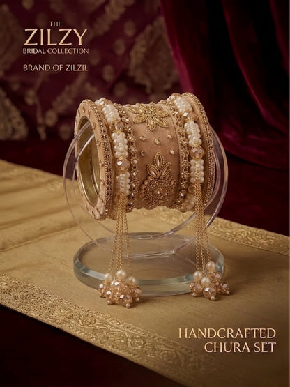 The Zilzy Bridal Collection – Premium Handcrafted Pearl & Gold Chura Set