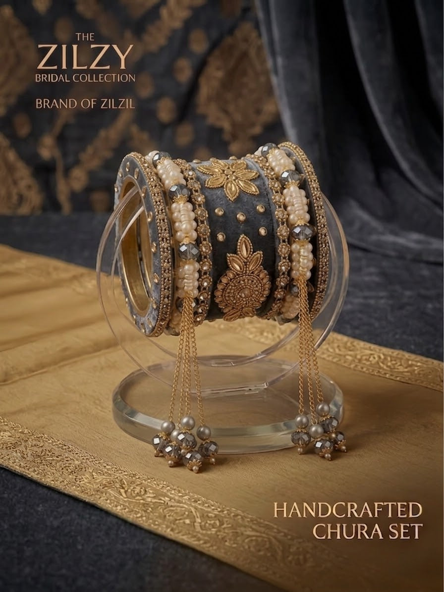 The Zilzy Bridal Collection – Premium Handcrafted Pearl & Gold Chura Set