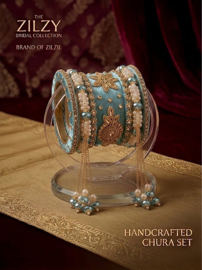 The Zilzy Bridal Collection – Premium Handcrafted Pearl & Gold Chura Set