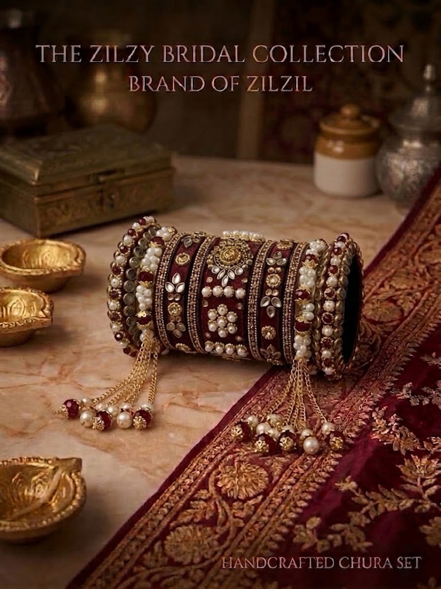 The Zilzy Bridal Collection – Handcrafted Turquoise & Pearl Kundan Chura Set