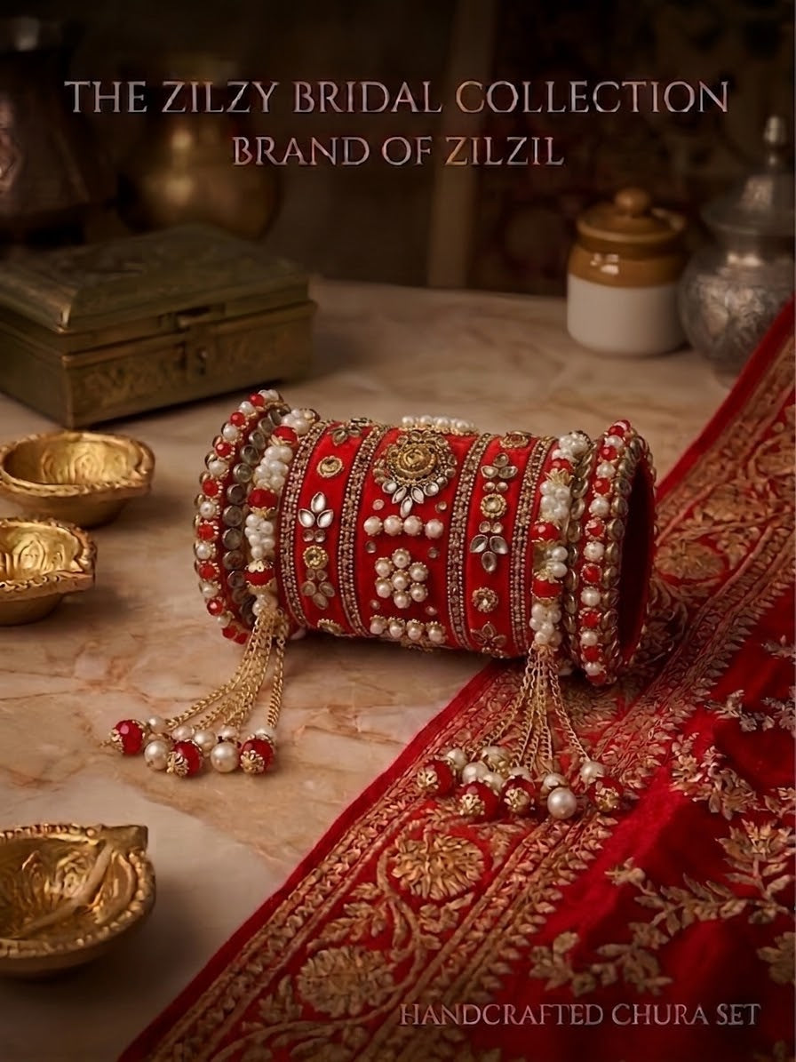 The Zilzy Bridal Collection – Handcrafted Turquoise & Pearl Kundan Chura Set