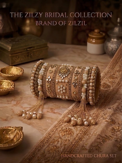 The Zilzy Bridal Collection – Handcrafted Turquoise & Pearl Kundan Chura Set