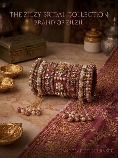 The Zilzy Bridal Collection – Handcrafted Turquoise & Pearl Kundan Chura Set