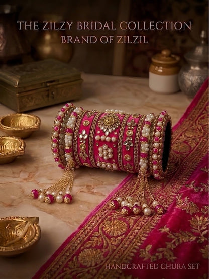 The Zilzy Bridal Collection – Handcrafted Turquoise & Pearl Kundan Chura Set