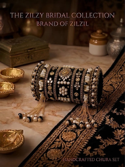 The Zilzy Bridal Collection – Handcrafted Turquoise & Pearl Kundan Chura Set