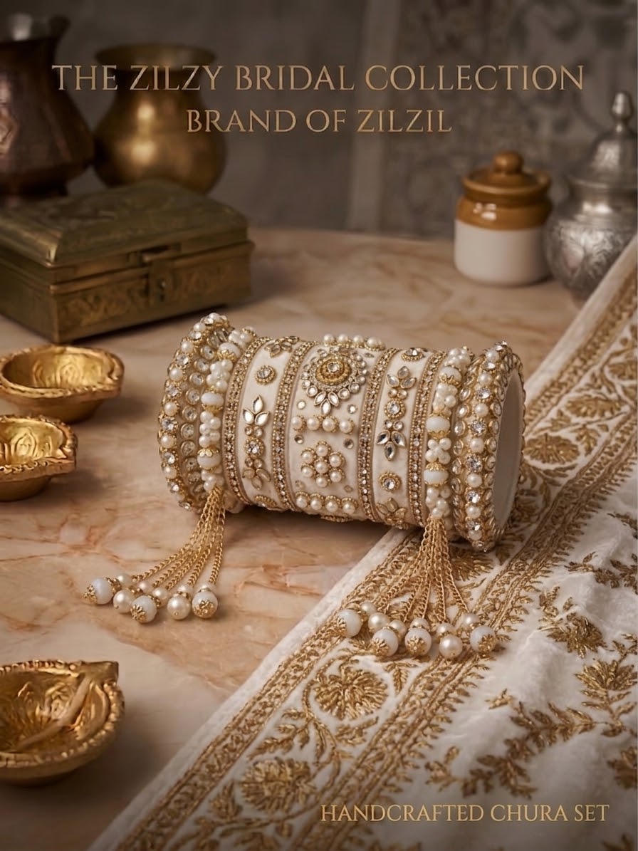 The Zilzy Bridal Collection – Handcrafted Turquoise & Pearl Kundan Chura Set
