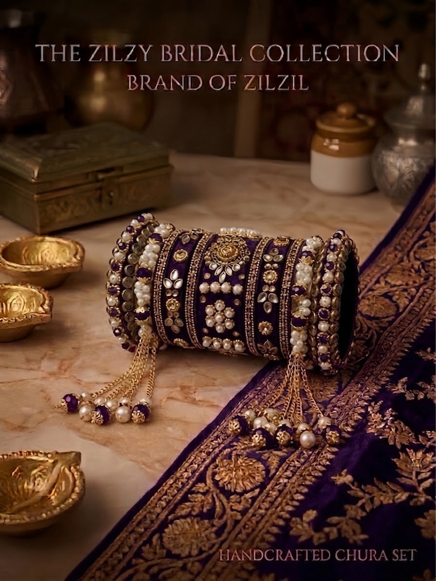 The Zilzy Bridal Collection – Handcrafted Turquoise & Pearl Kundan Chura Set