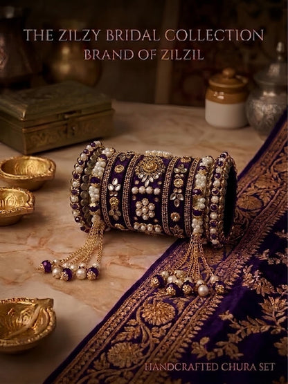 The Zilzy Bridal Collection – Handcrafted Turquoise & Pearl Kundan Chura Set