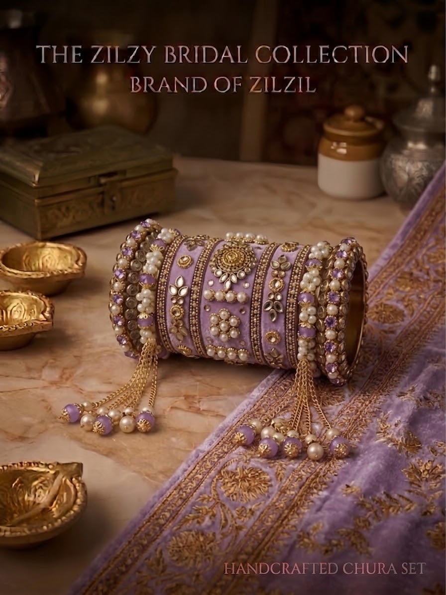 The Zilzy Bridal Collection – Handcrafted Turquoise & Pearl Kundan Chura Set
