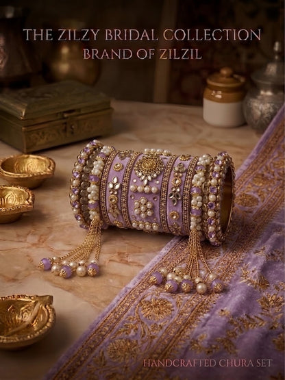 The Zilzy Bridal Collection – Handcrafted Turquoise & Pearl Kundan Chura Set