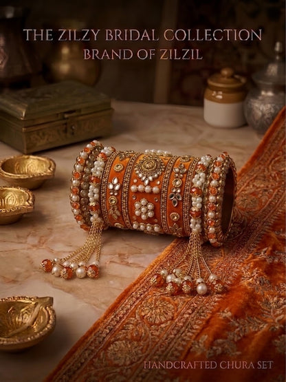 The Zilzy Bridal Collection – Handcrafted Turquoise & Pearl Kundan Chura Set