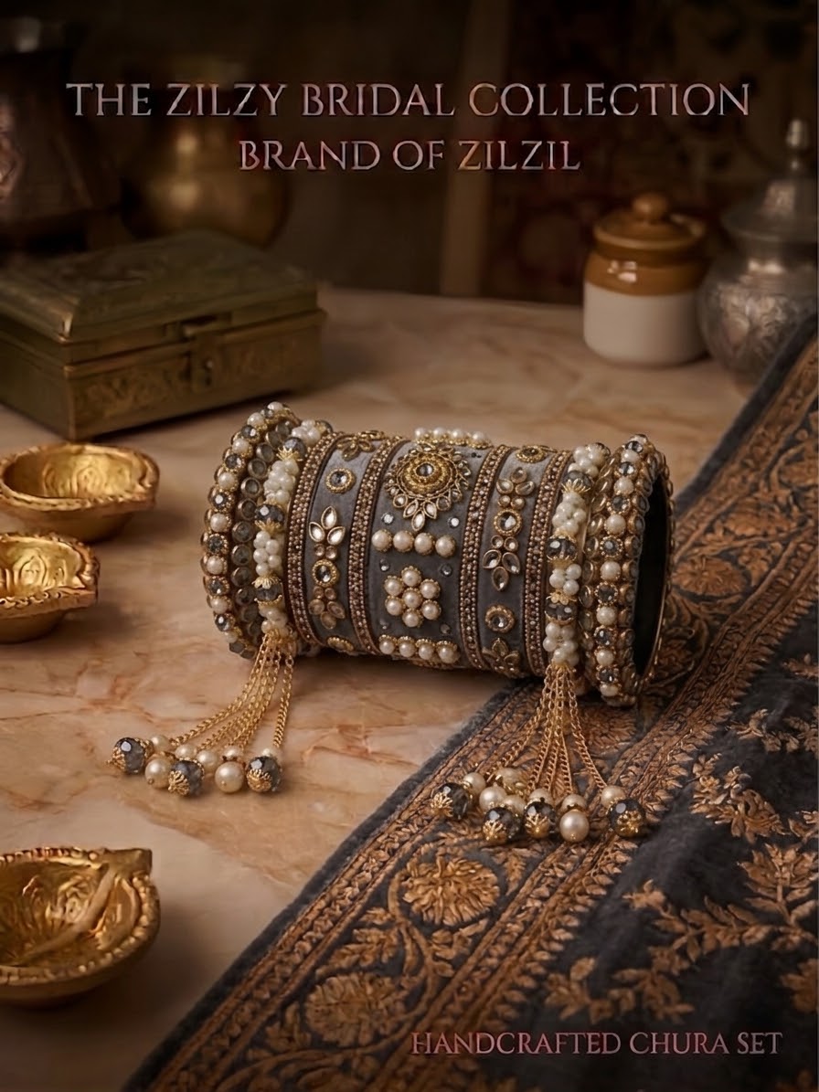 The Zilzy Bridal Collection – Handcrafted Turquoise & Pearl Kundan Chura Set