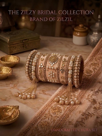 The Zilzy Bridal Collection – Handcrafted Turquoise & Pearl Kundan Chura Set