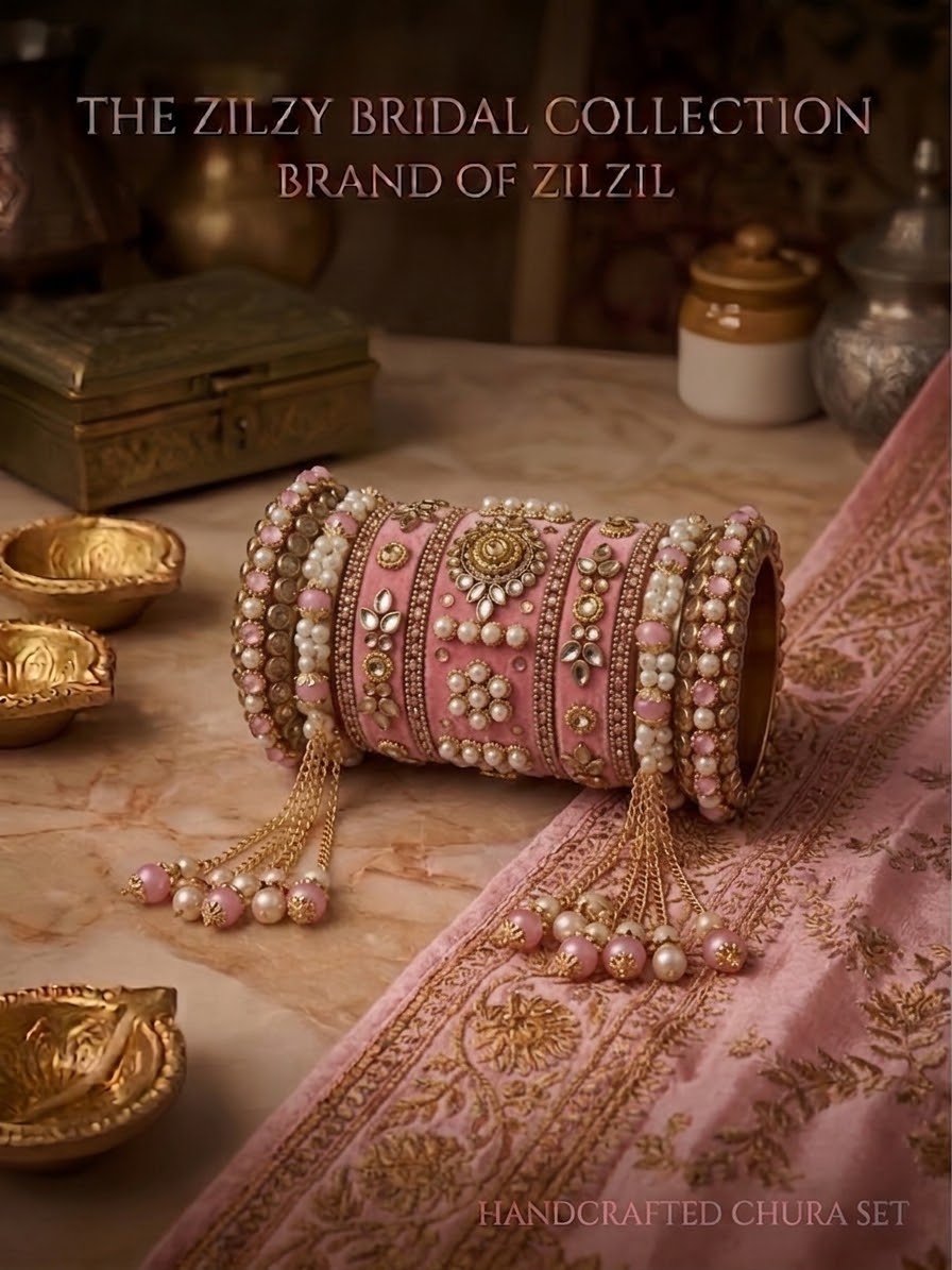 The Zilzy Bridal Collection – Handcrafted Turquoise & Pearl Kundan Chura Set