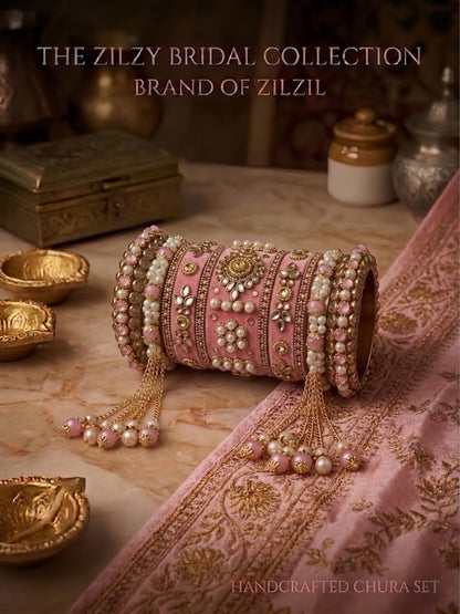 The Zilzy Bridal Collection – Handcrafted Turquoise & Pearl Kundan Chura Set