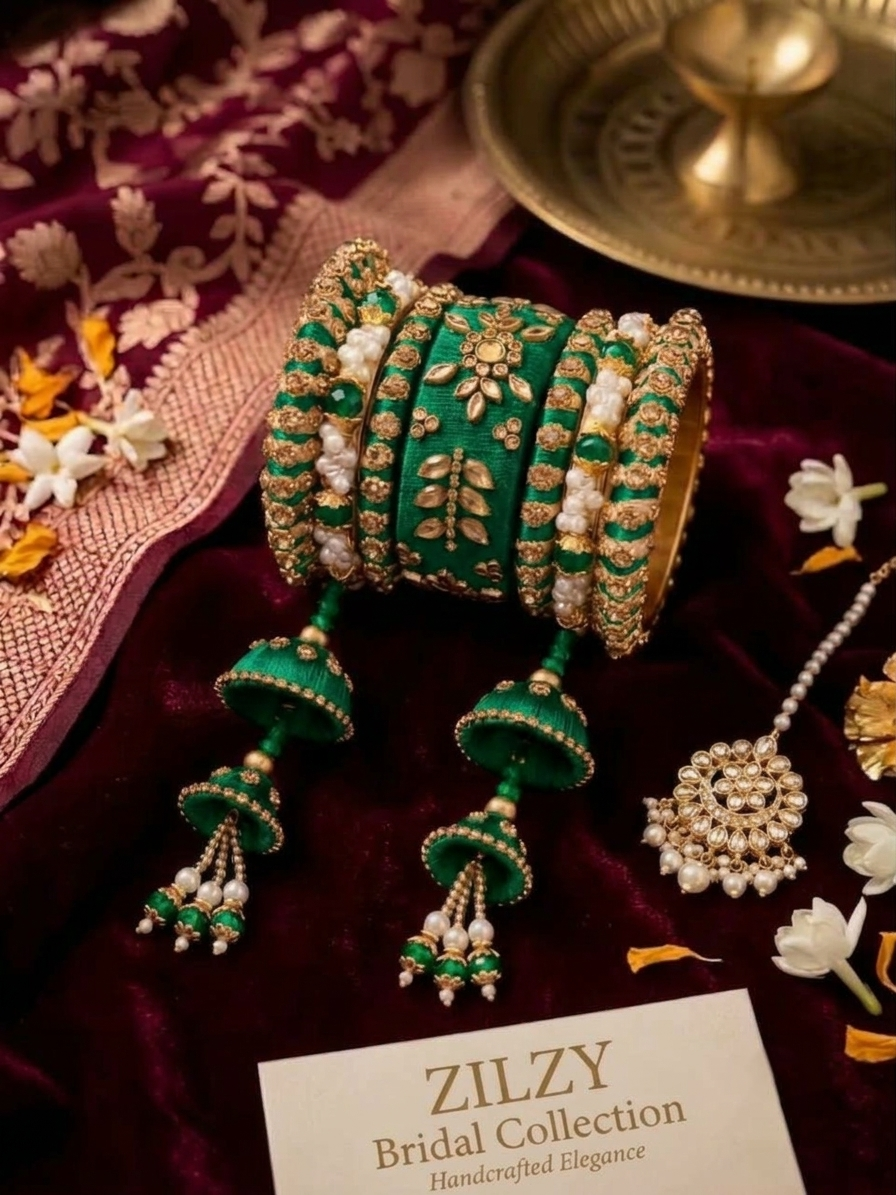 Bridal Kundan & Pearl Thread Chura by Zilzy
